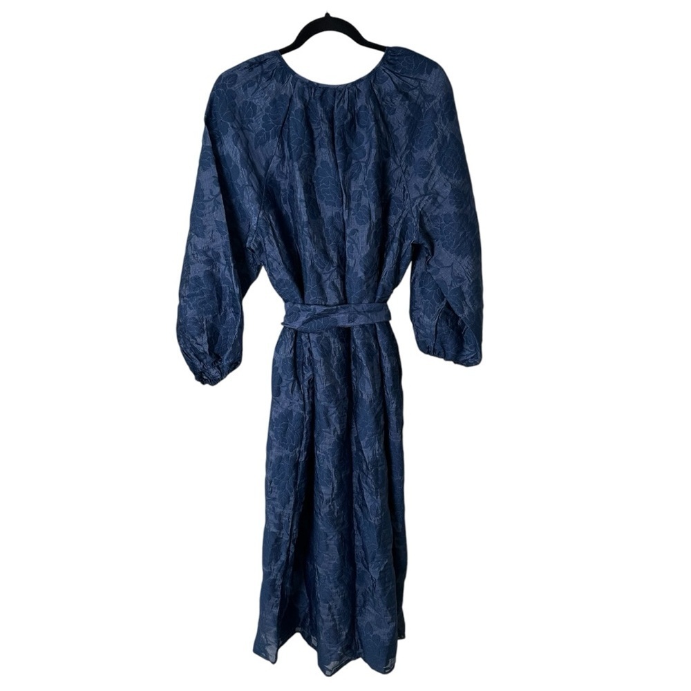 Future Collective Jenny K Lopez M Navy Floral Puff Sleeve Midi Dress - Picture 3 of 10